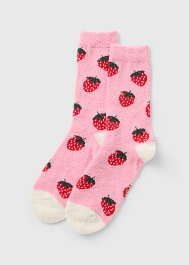 Pink Fruit Socks In 3D Strawberry