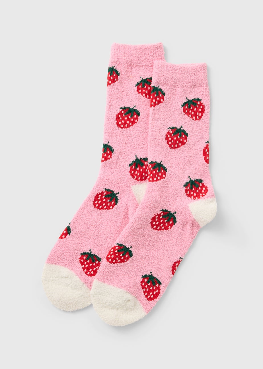 Pink Fruit Socks In 3D Strawberry