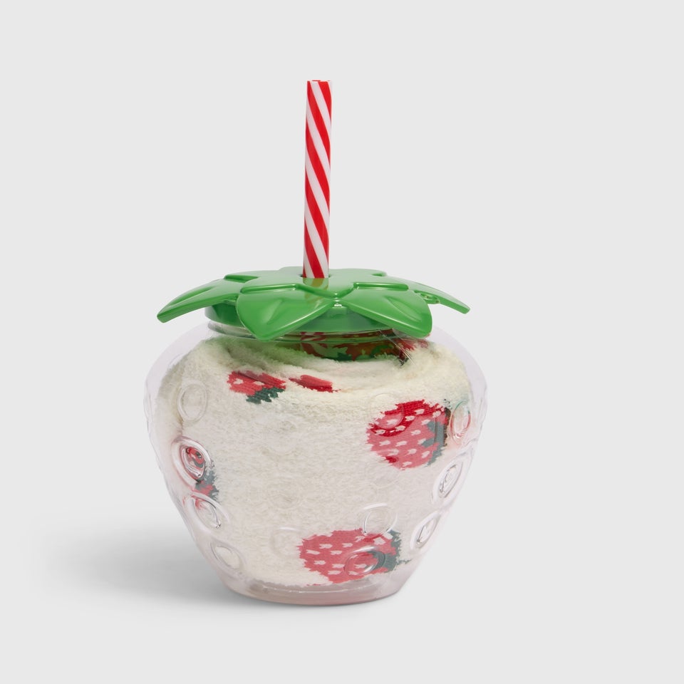 Cream Fruit Socks In 3D Strawberry