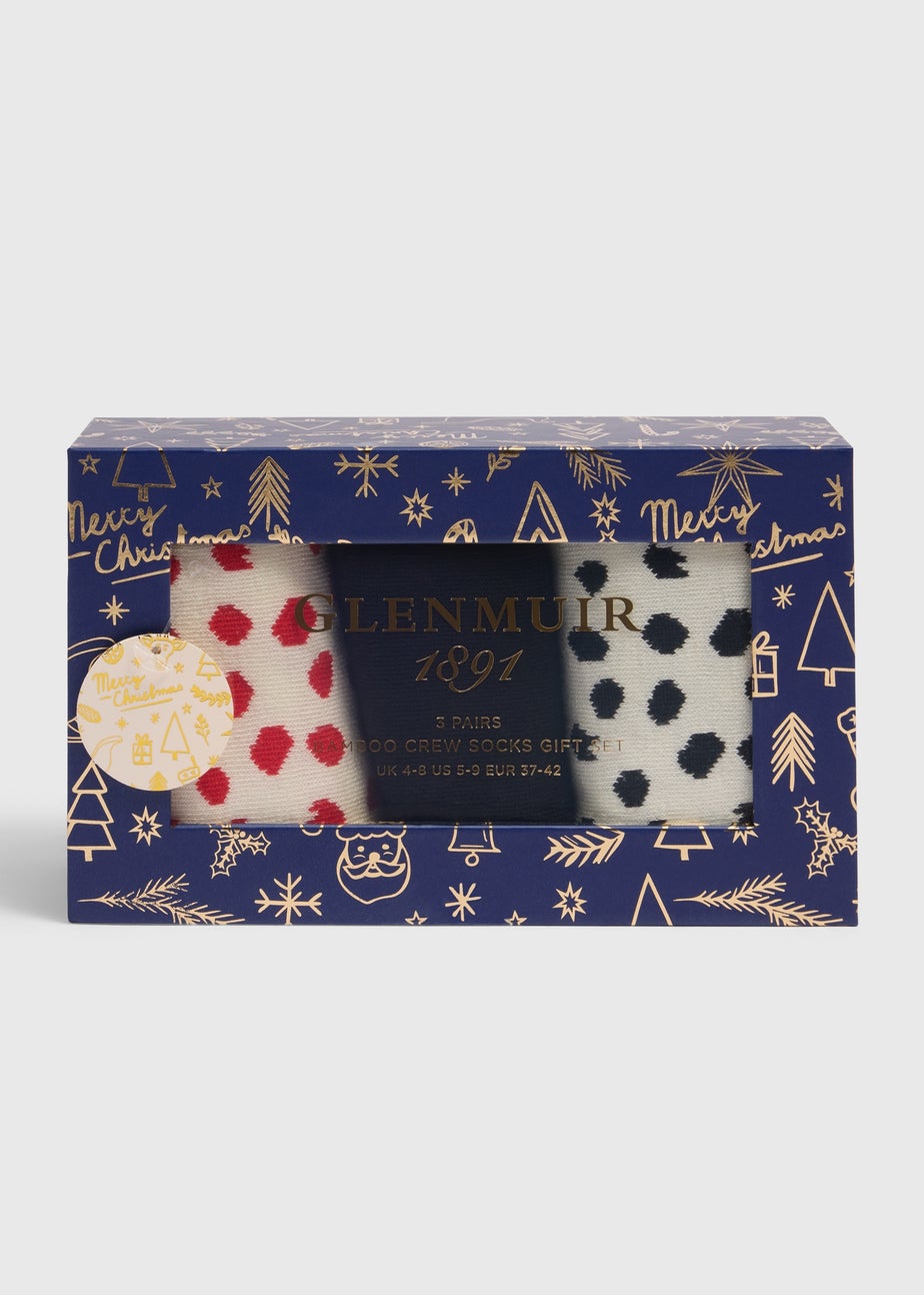 Glenmuir 3 Pack Black Spot Socks Gift Set