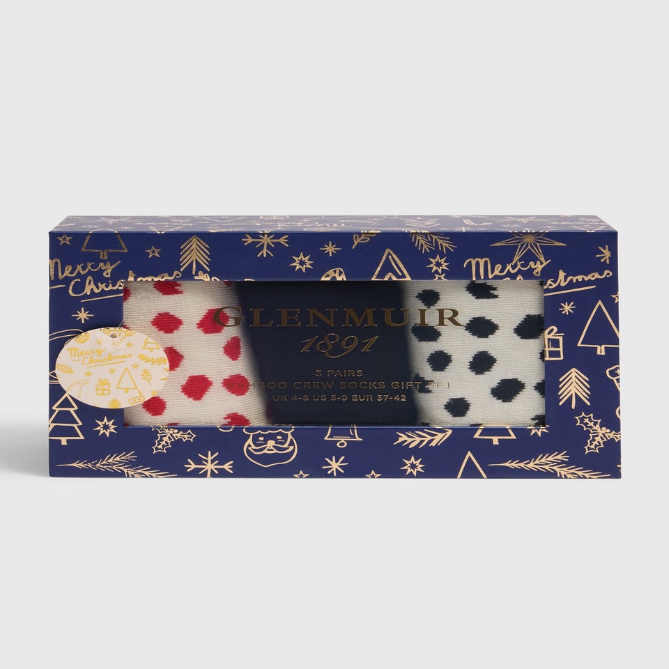 Glenmuir 3 Pack Black Spot Socks Gift Set