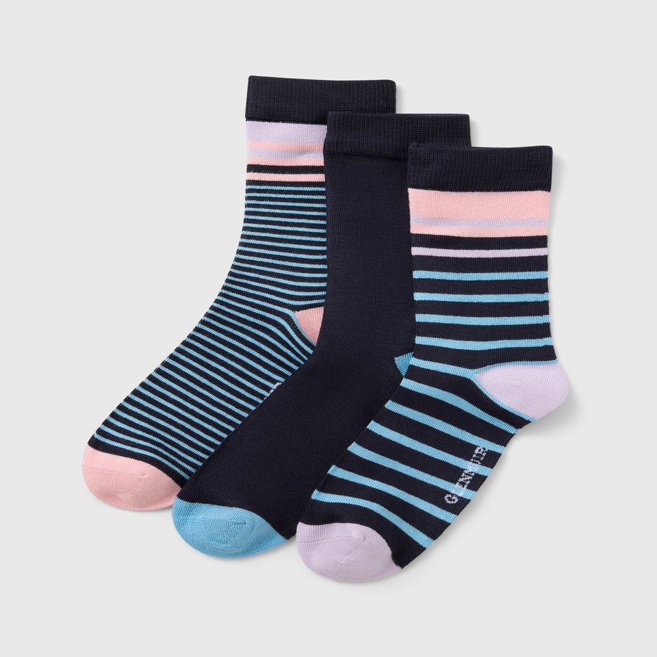 Glenmuir 3 Pack Navy Stripe Socks Gift Set