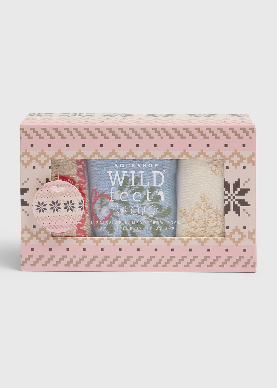 Wildfeet 3 Pack Blue Merry Christmas Sock Gift Set