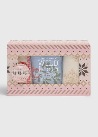 Wildfeet 3 Pack Blue Merry Christmas Sock Gift Set