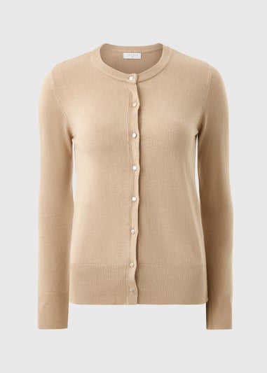 Beige Soft Button Cardigan