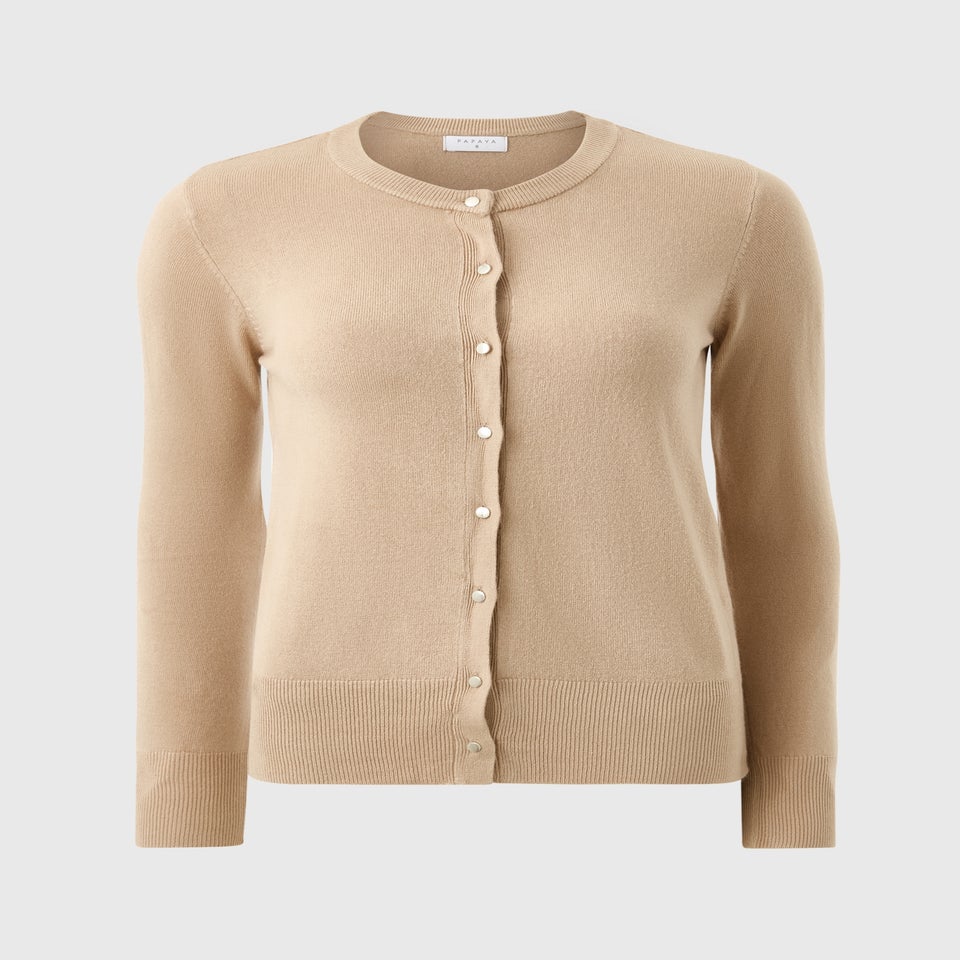 Beige Soft Button Cardigan
