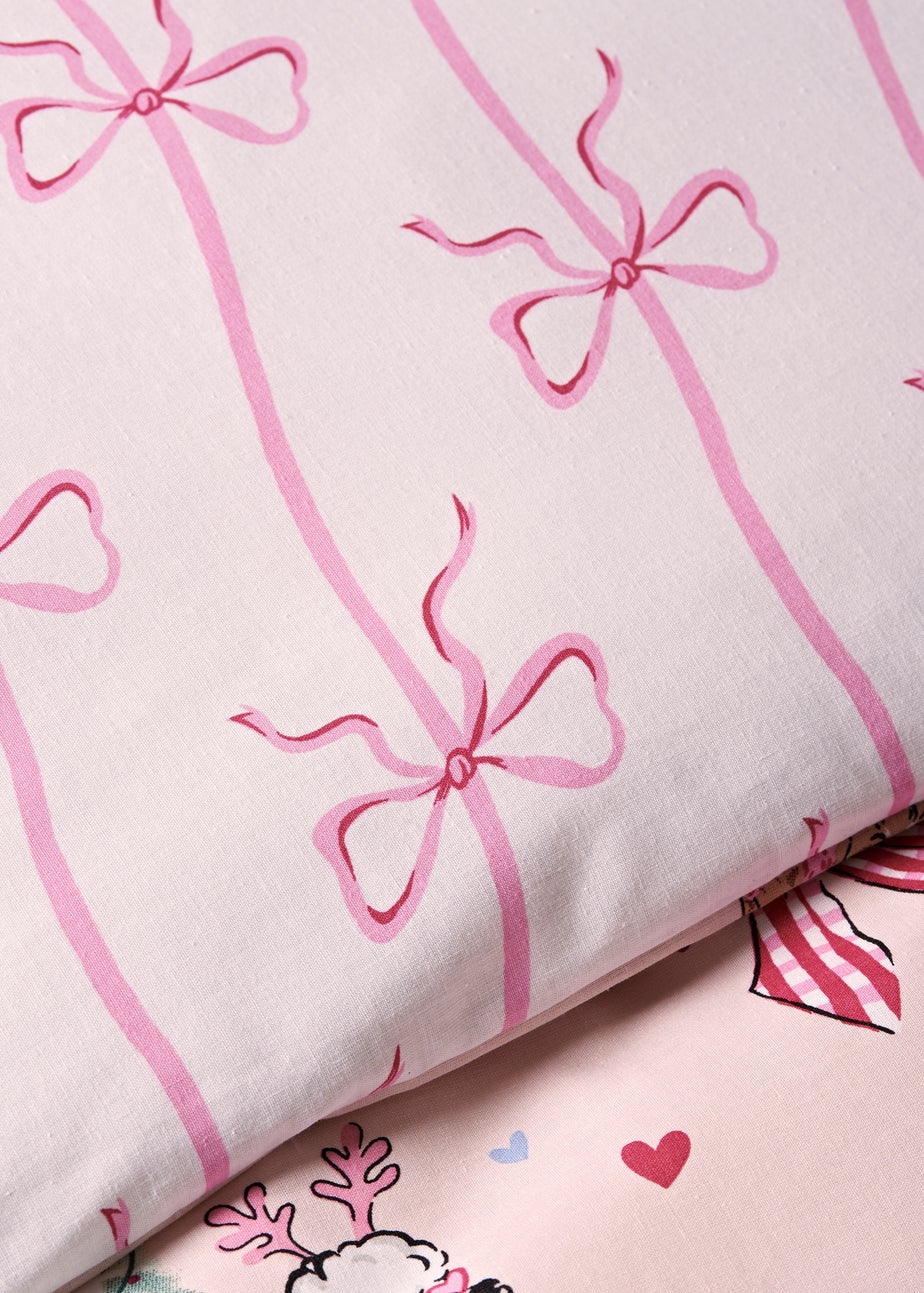 Pink Christmas Dog Scene Duvet Set