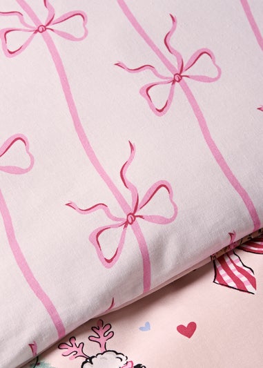 Pink Christmas Dog Scene Duvet Set