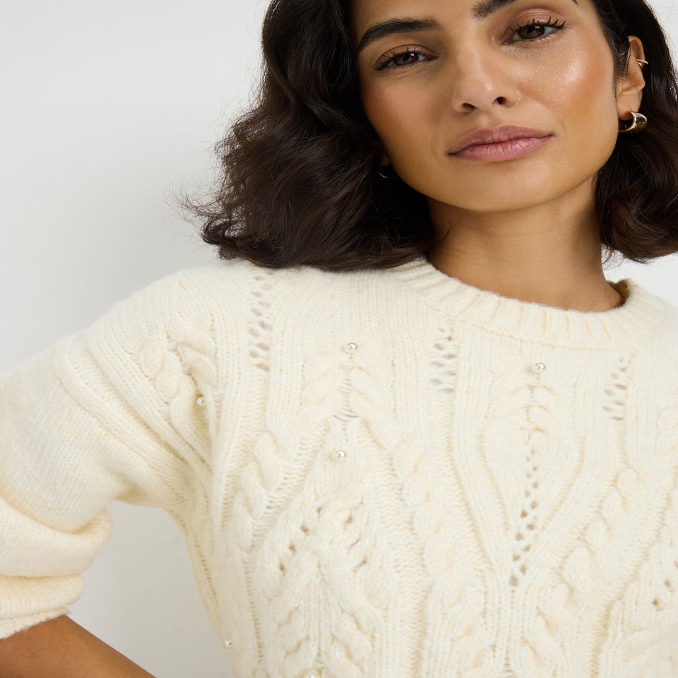 Cream Pearl Cable Jumper