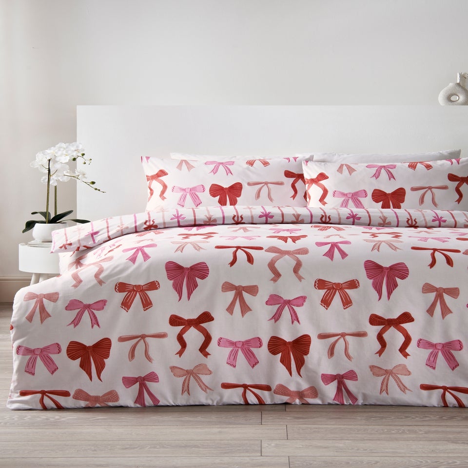 White Bow Print Bedding