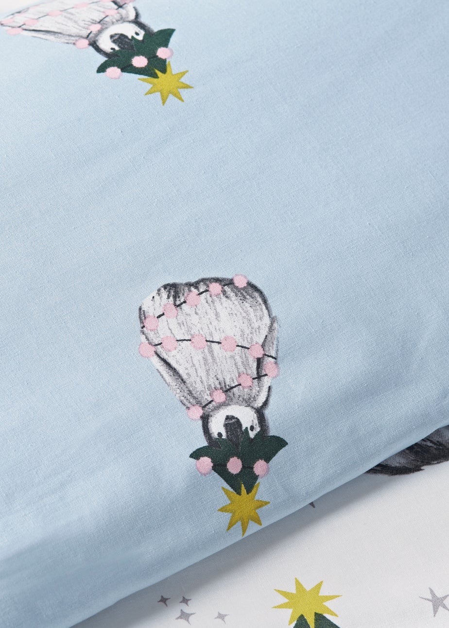 Grey Christmas Penguin Duvet Set