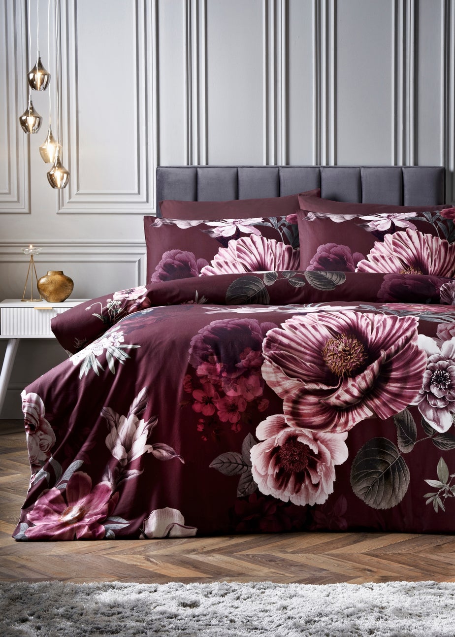 Purple Large Floral Duvet Set