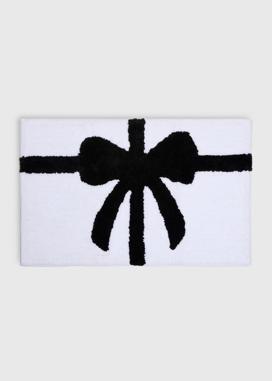 Black & White Bow Bath Mat