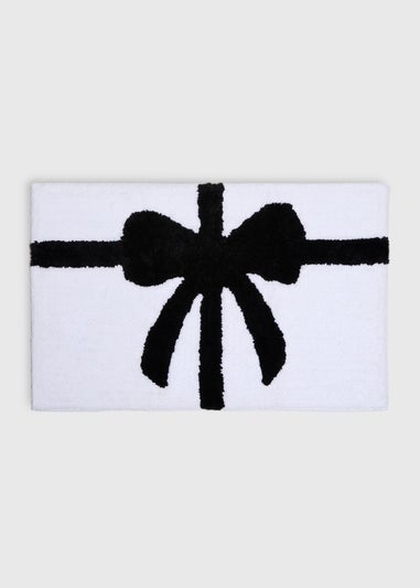 Black & White Bow Bath Mat