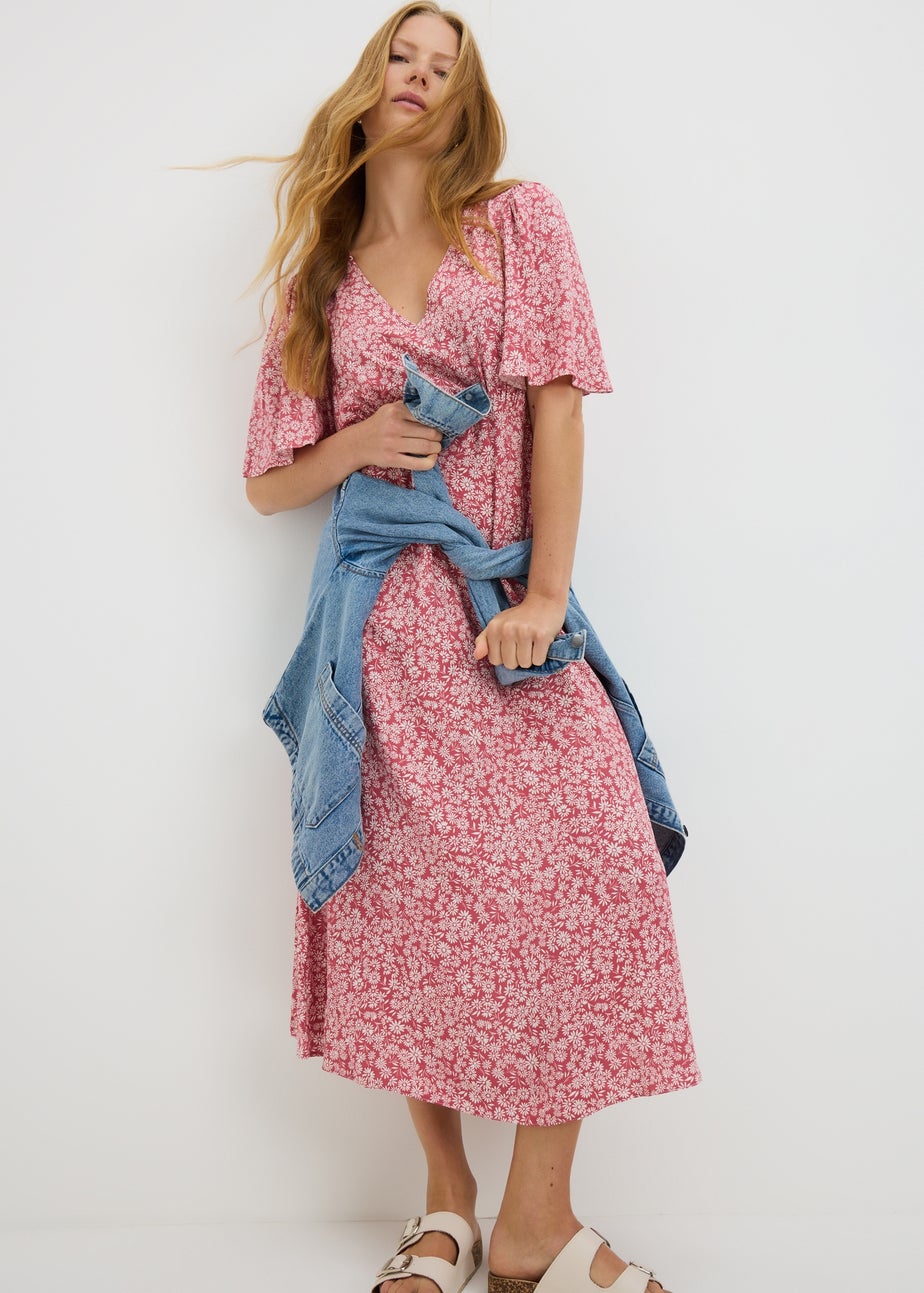 Raspberry Daisy Midi Dress