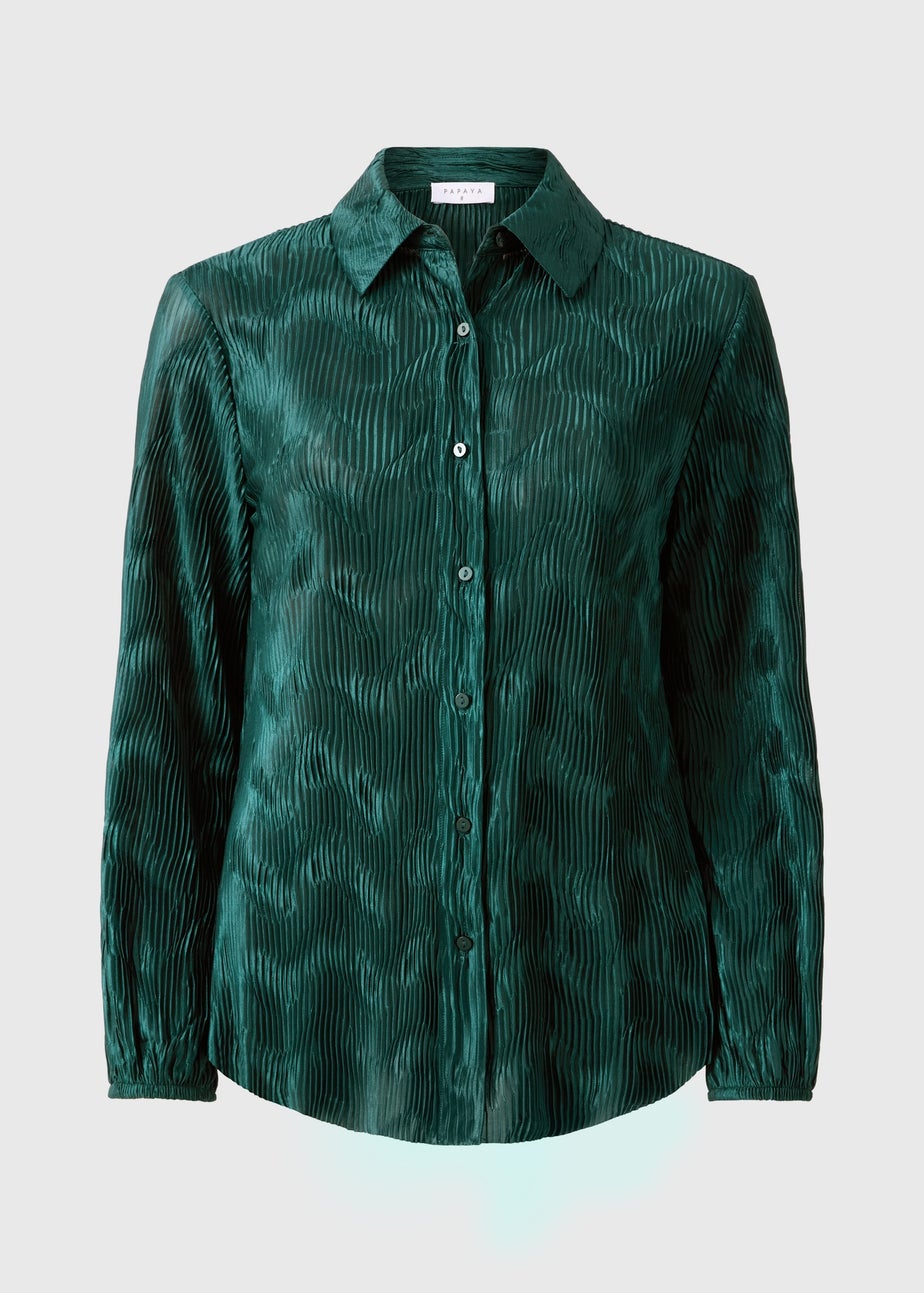 Green Plisse Co Ord Shirt
