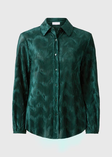 Green Plisse Co Ord Shirt