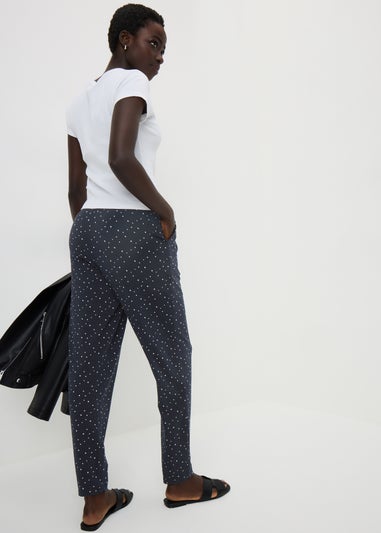 Navy Spot Print Harem Trousers