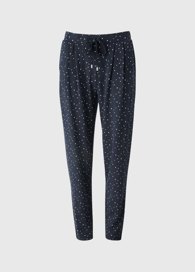 Navy Spot Print Harem Trousers