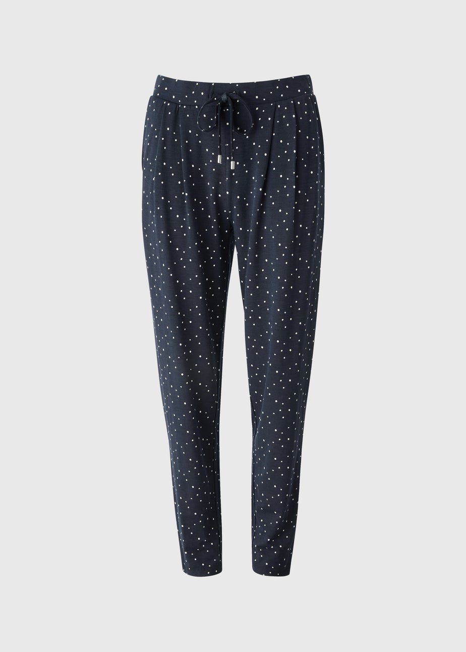 Navy Spot Print Harem Trousers