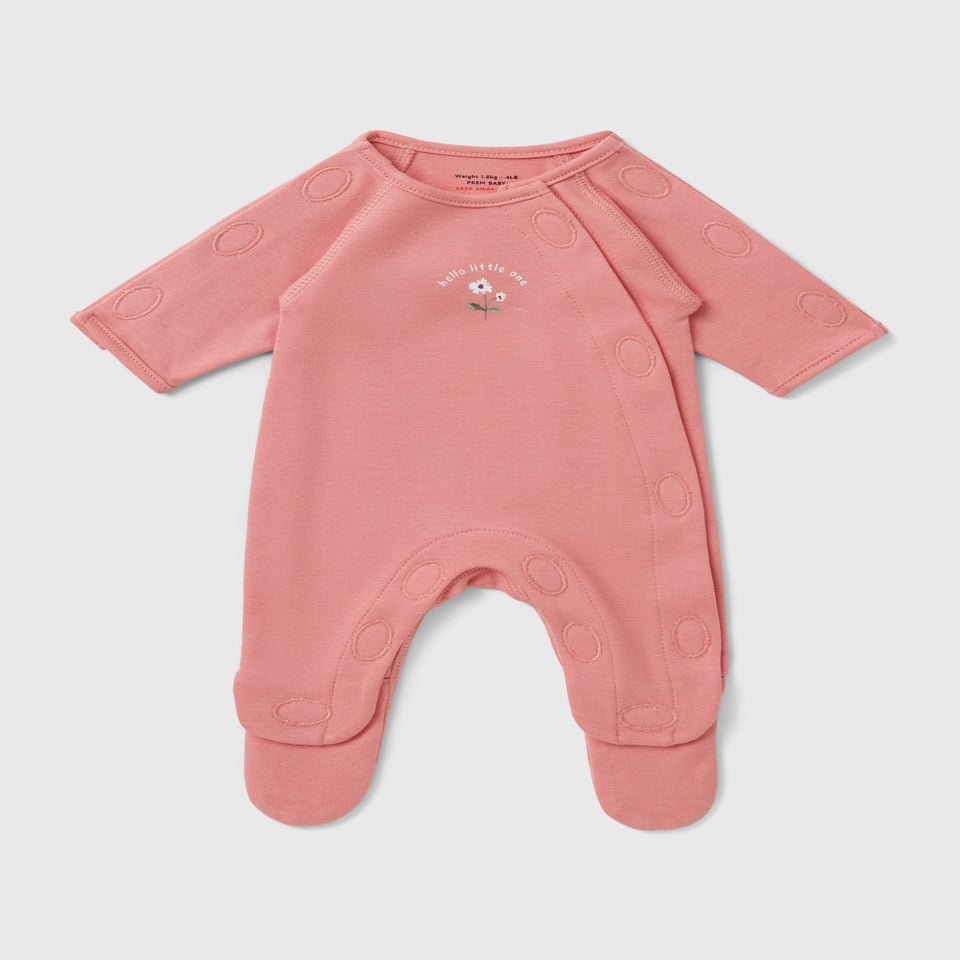 Prem Baby Pink Flower Sleepsuit (3-4lb)