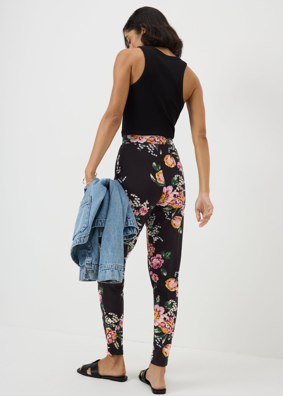 Black Floral Printed Harem Trousers
