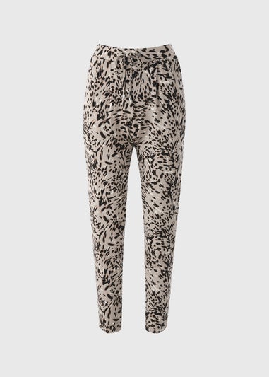 Beige Animal Printed Harem Trousers