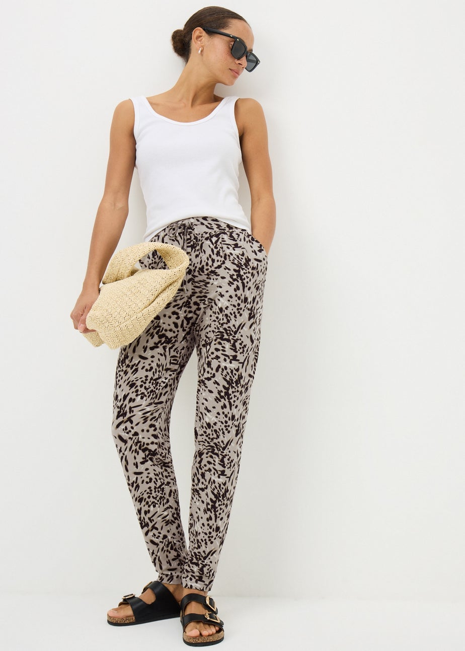 Beige Animal Printed Harem Trousers