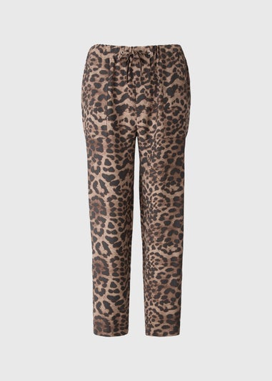 Brown Animal Print Utility Jogging Bottoms