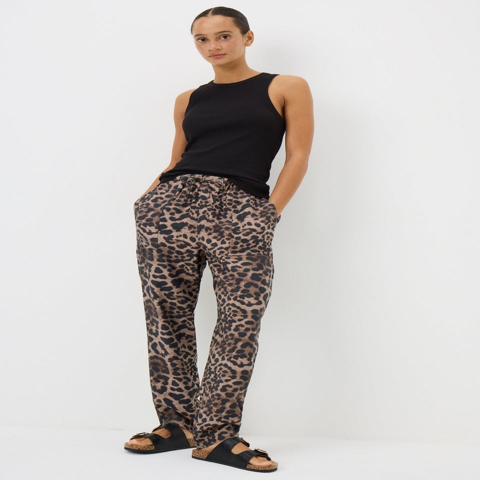 Brown Animal Print Utility Jogging Bottoms