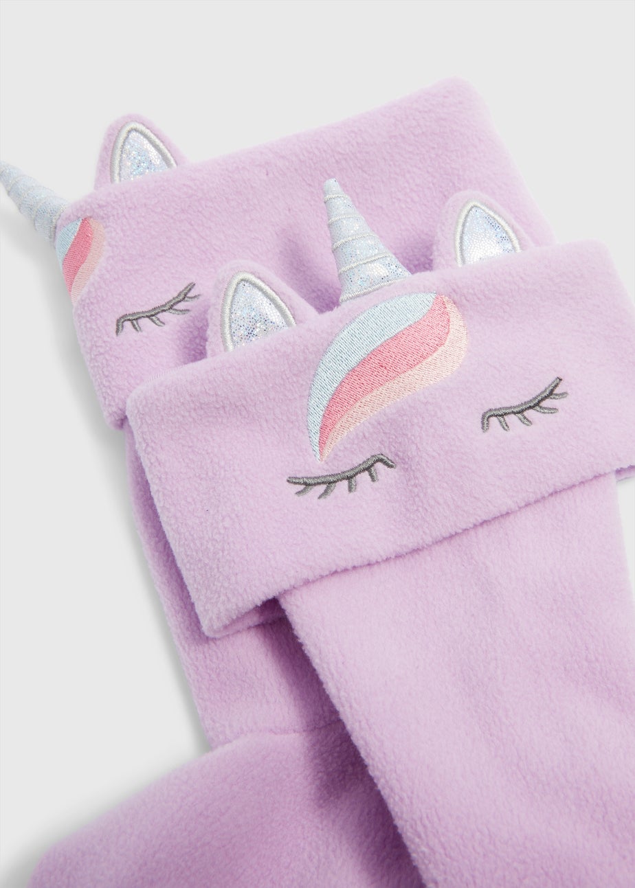 Girls Purple Unicorn Welly Socks (Younger 6-Older 6.5)