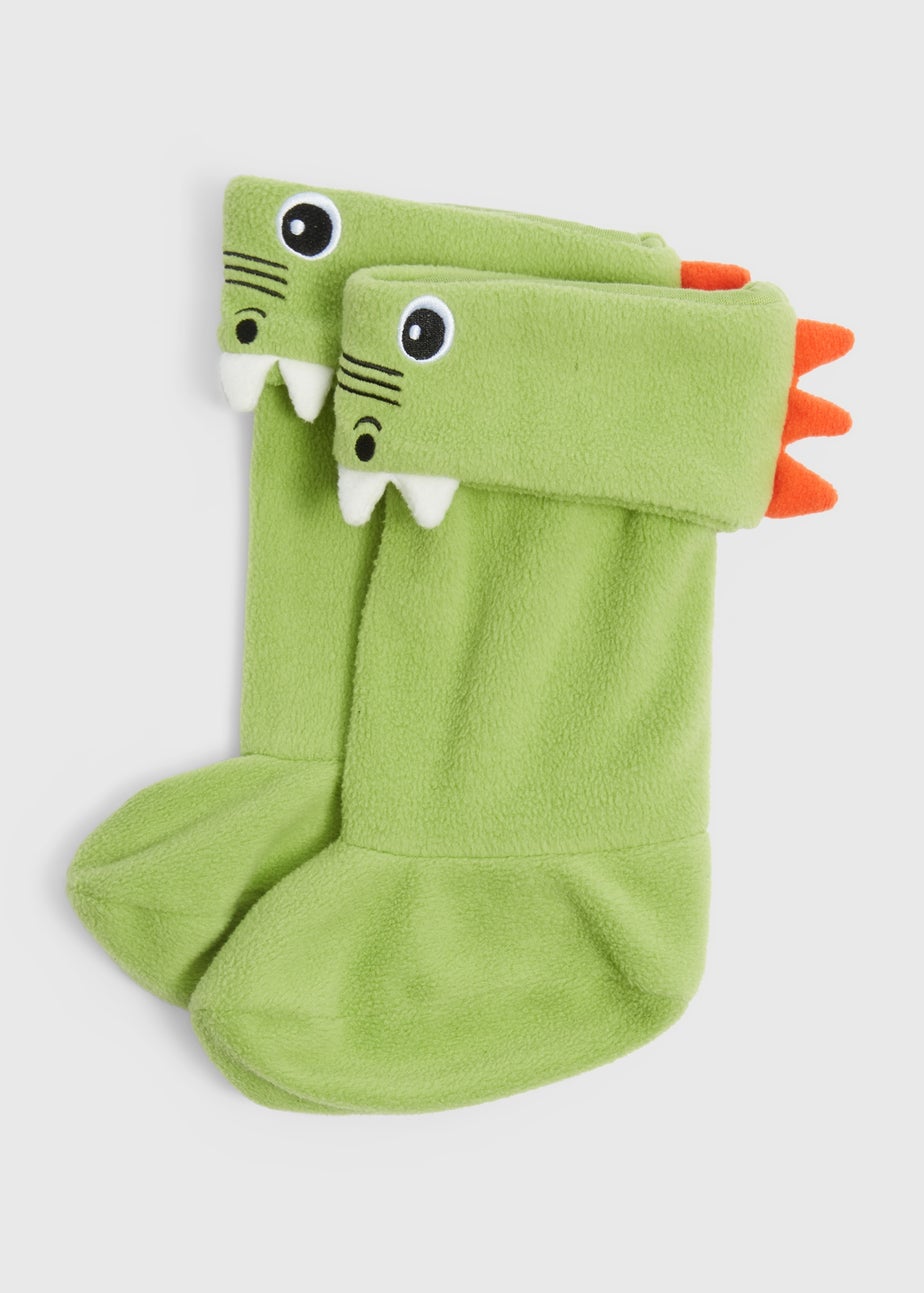 Boys Green Croc Welly Socks (Younger 6-12)