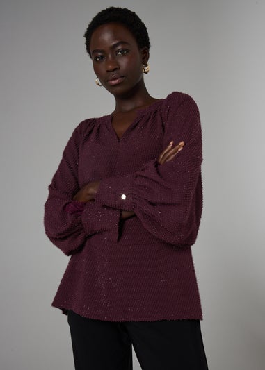 Et Vous Burgundy Lurex Blouse