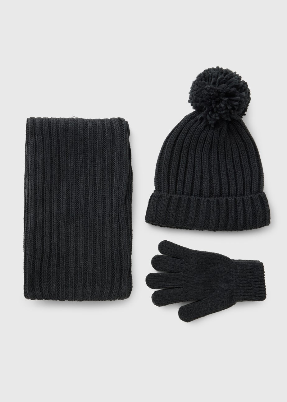 3 Piece Boys Grey Hat Set (3-10yrs)