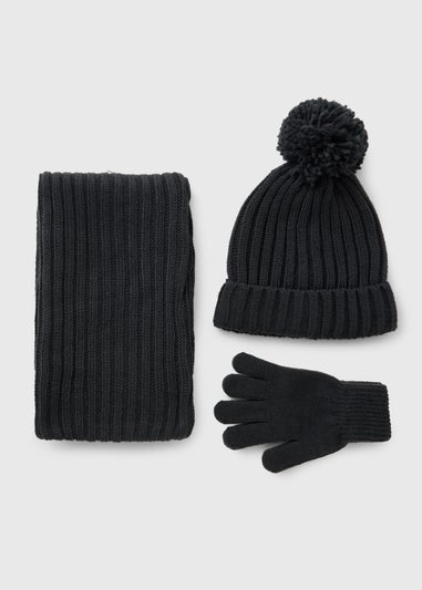 3 Piece Boys Grey Hat Set (3-10yrs)