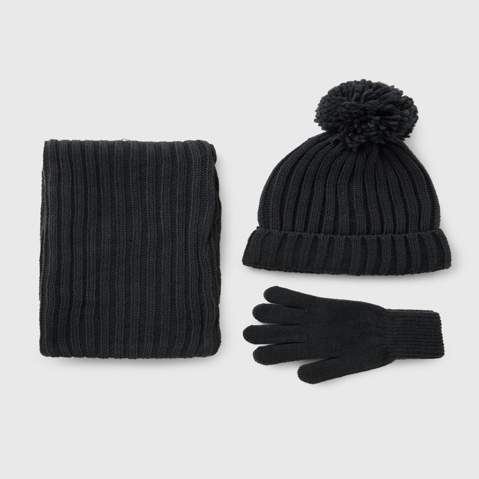 3 Piece Boys Grey Hat Set (3-10yrs)