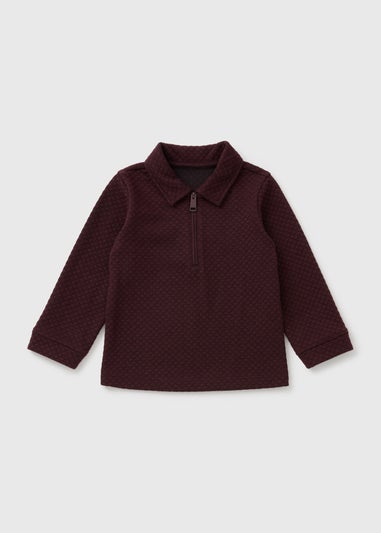 Boys Burgundy Textured Polo Top (1-7yrs)