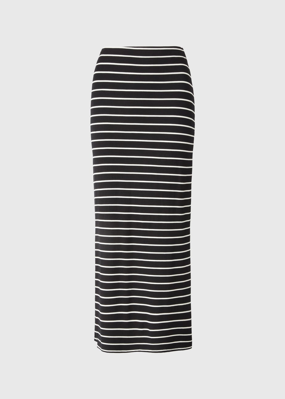 Black Stripe Jersey Maxi Skirt