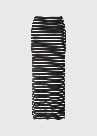 Black Stripe Jersey Maxi Skirt