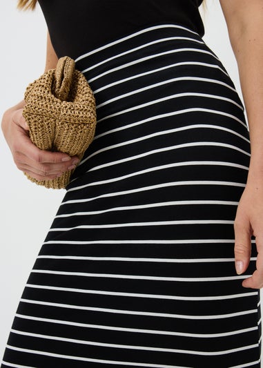Black Stripe Jersey Maxi Skirt