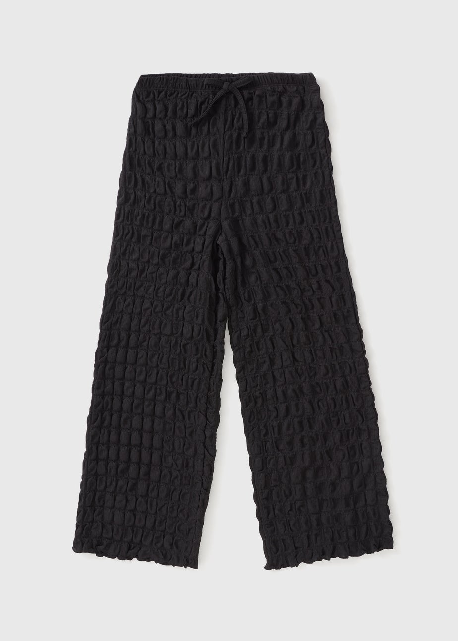Girls Black Crinkle Trousers (7-15yrs)