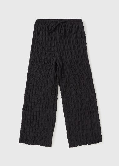 Girls Black Crinkle Trousers (7-15yrs)