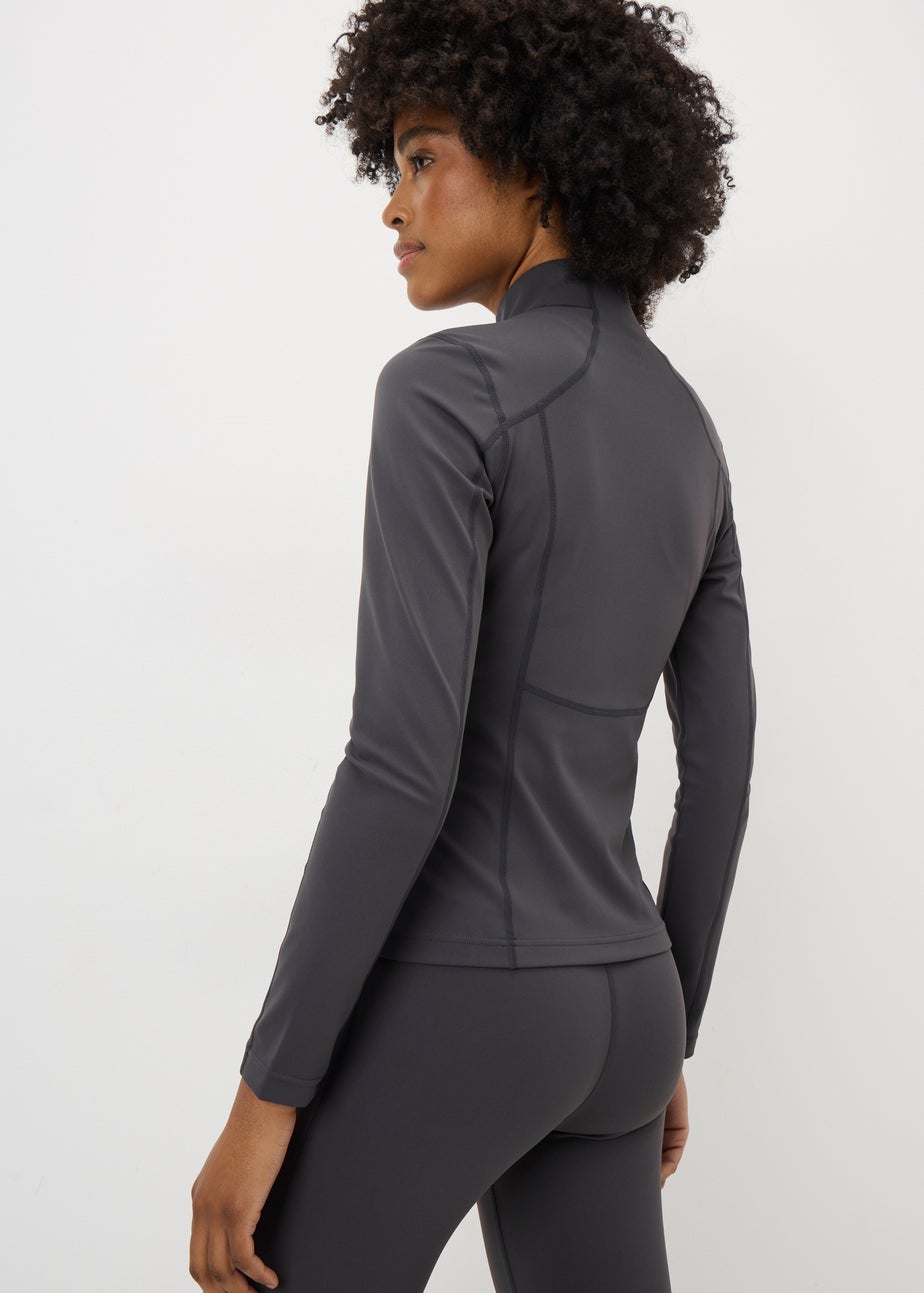 Grey Preached Seam Detail Zip Jacket