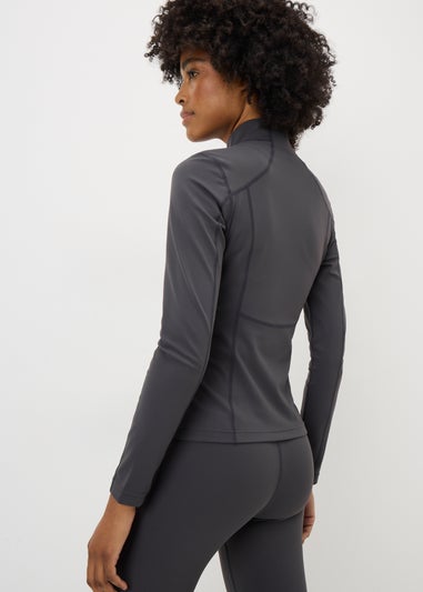 Grey Preached Seam Detail Zip Jacket