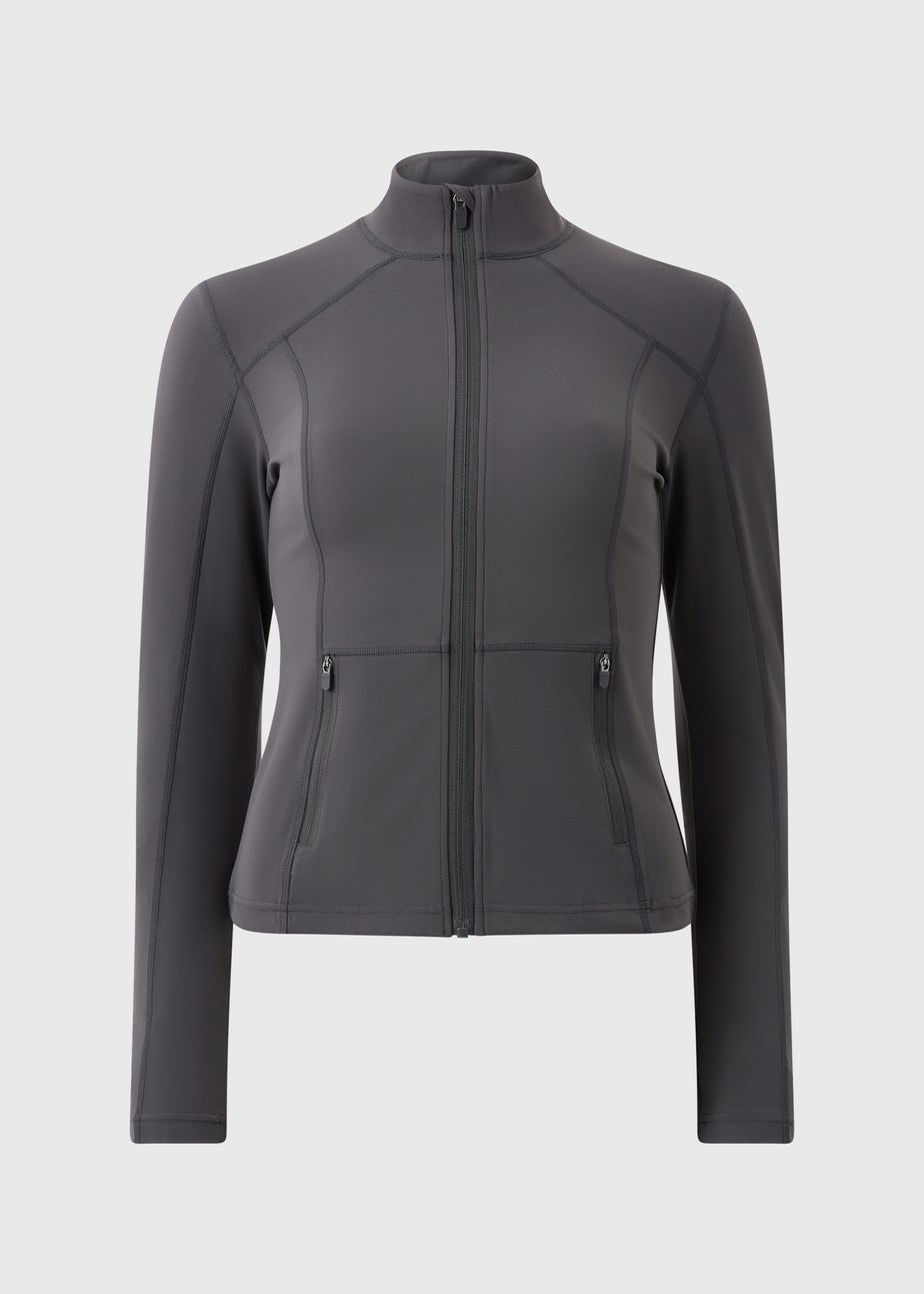 Grey Preached Seam Detail Zip Jacket