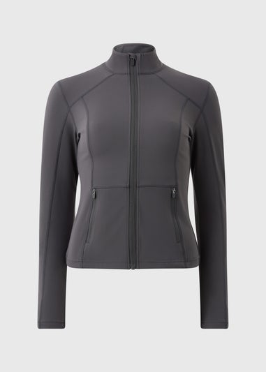 Grey Preached Seam Detail Zip Jacket