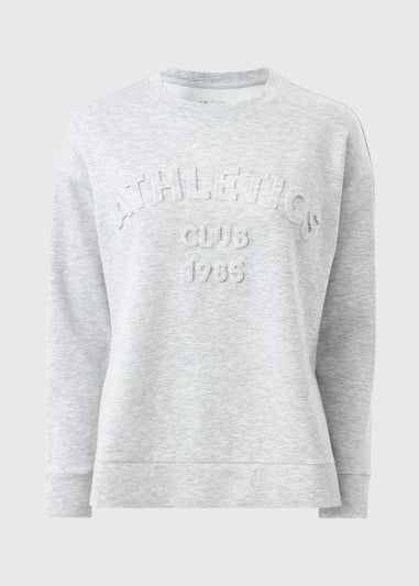 Grey Marl Slogan Embossed Sweatshirt