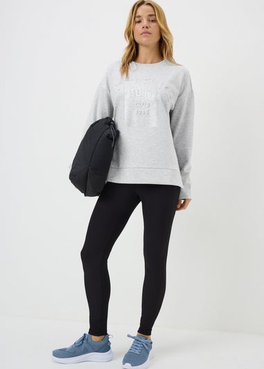 Grey Marl Slogan Embossed Sweatshirt
