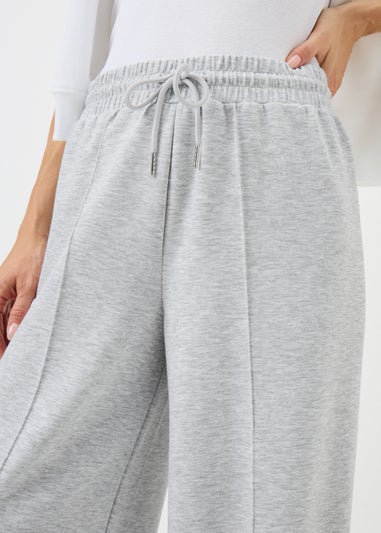 Grey Marl Sandwash Wide Leg Jogging Bottoms