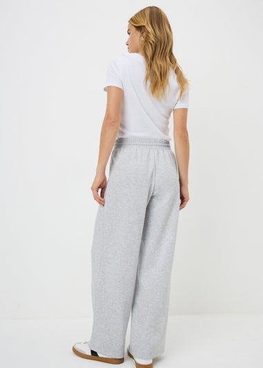 Grey Marl Sandwash Wide Leg Jogging Bottoms